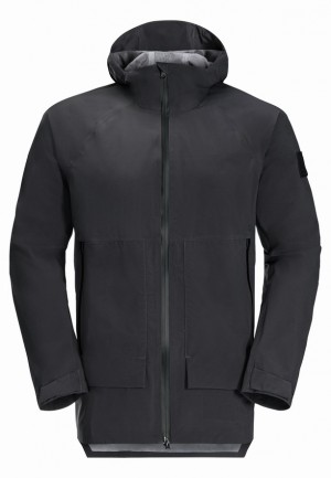 Black Men Jack Wolfskin Goldgewann Rain Jackets | 53352316
