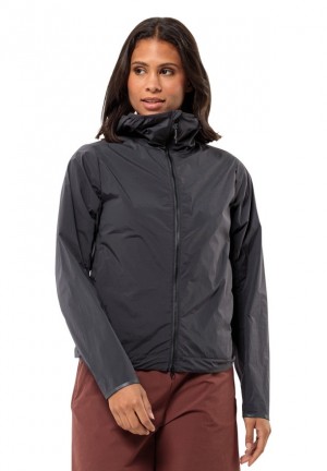 Black Women Jack Wolfskin Bike Commute Wind Softshell Jackets | 57368884