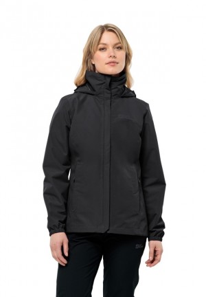 Black Women Jack Wolfskin Stormy Point 2l Rain Jackets | 46972543