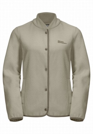 Grey Women Jack Wolfskin Light Curl Fleece Jackets | 35549629