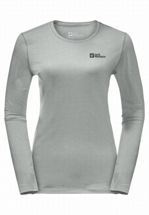 Grey Women Jack Wolfskin Skyhermal L/s T Shirts | 45017106