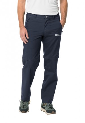 Navy Men Jack Wolfskin Active Track Zip Off Hiking Pants | 28441933