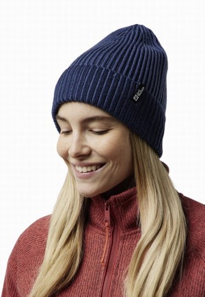 Navy Women Jack Wolfskin Vybrant Beanie | 90247195