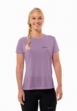 Purple Women Jack Wolfskin Vonnan S/s T Shirts | 30962778