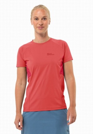 Red Women Jack Wolfskin Narrows T Shirts | 44560985