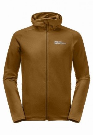 Yellow Men Jack Wolfskin Baiselberg Hooded Fz Fleece Jackets | 52507652