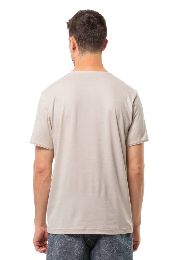 Beige Men Jack Wolfskin Travel T Shirts | 97081093