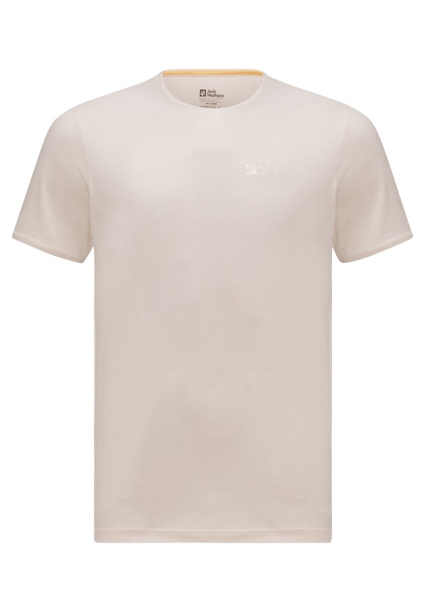 Beige Men Jack Wolfskin Travel T Shirts | 97081093