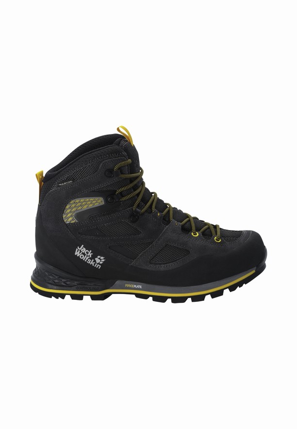 Black Men Jack Wolfskin Force Crest Texapore Mid Hiking Shoes | 29060569