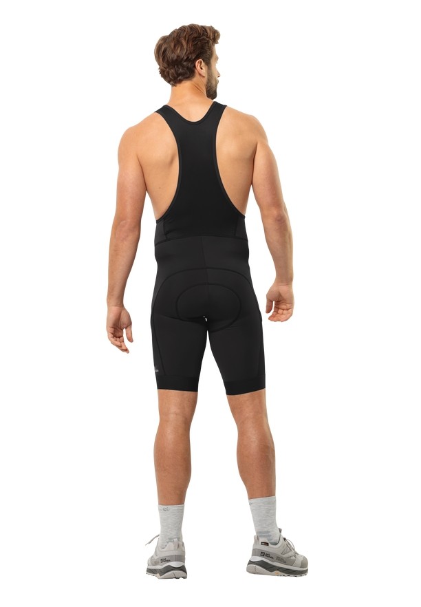 Black Men Jack Wolfskin Morobbia Bib Shorts | 43187741