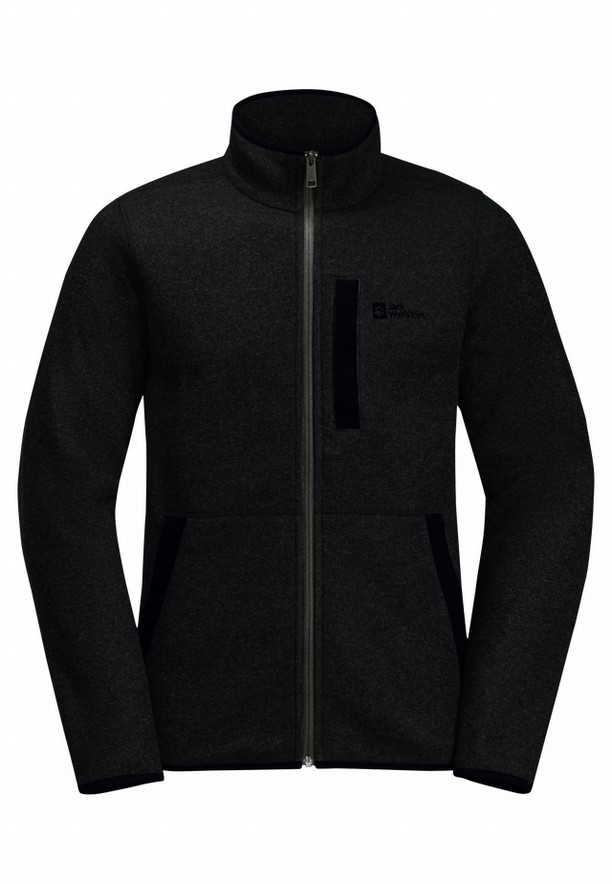 Black Men Jack Wolfskin Tannenspur Hooded Fleece Jackets | 36979673