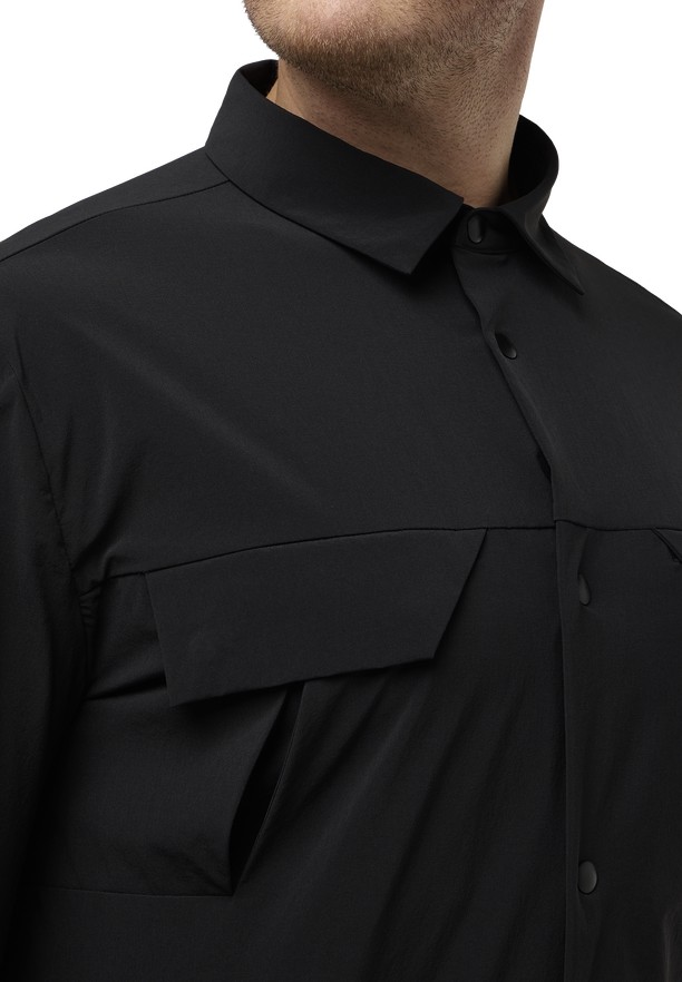 Black Men Jack Wolfskin Wanderest Ls Shirts | 95692901