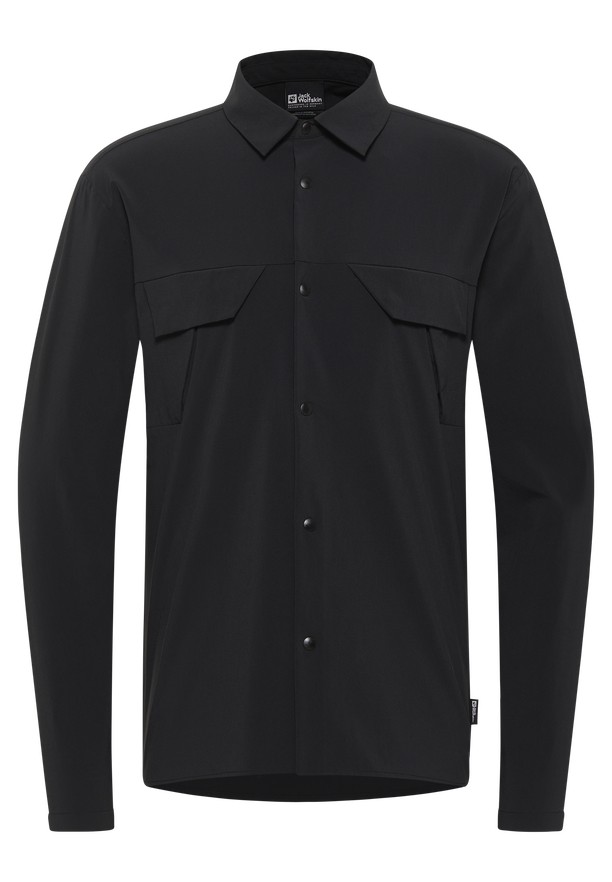 Black Men Jack Wolfskin Wanderest Ls Shirts | 95692901