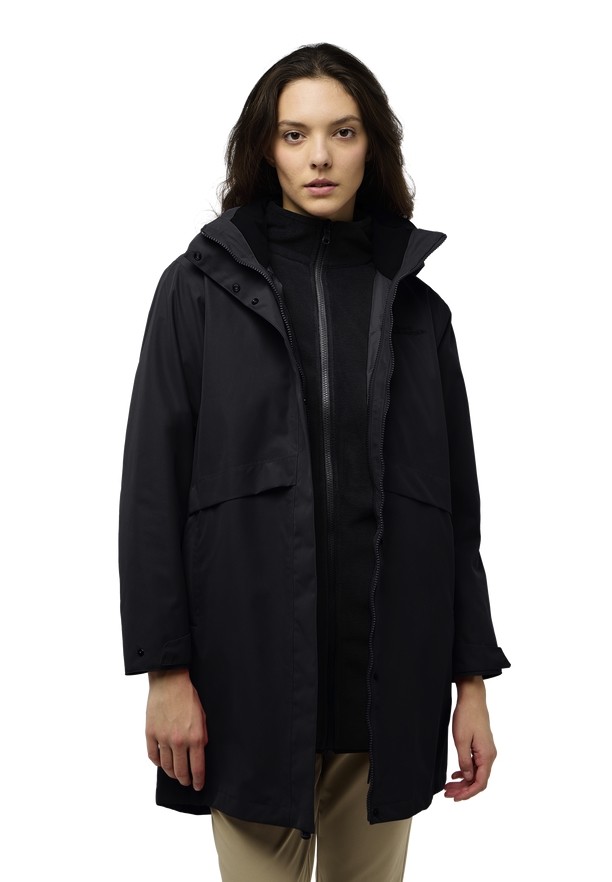 Black Women Jack Wolfskin Baylight 3in1 Coats | 10089494