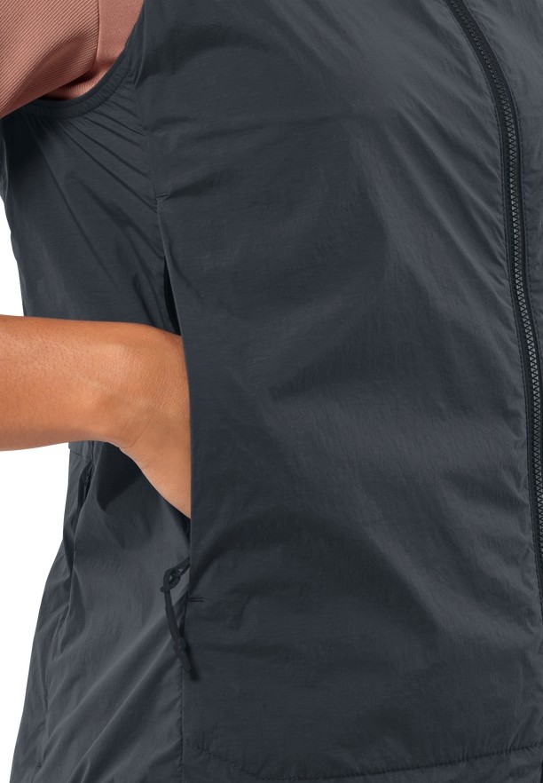 Black Women Jack Wolfskin Bike Commute Wind Vest | 54606536