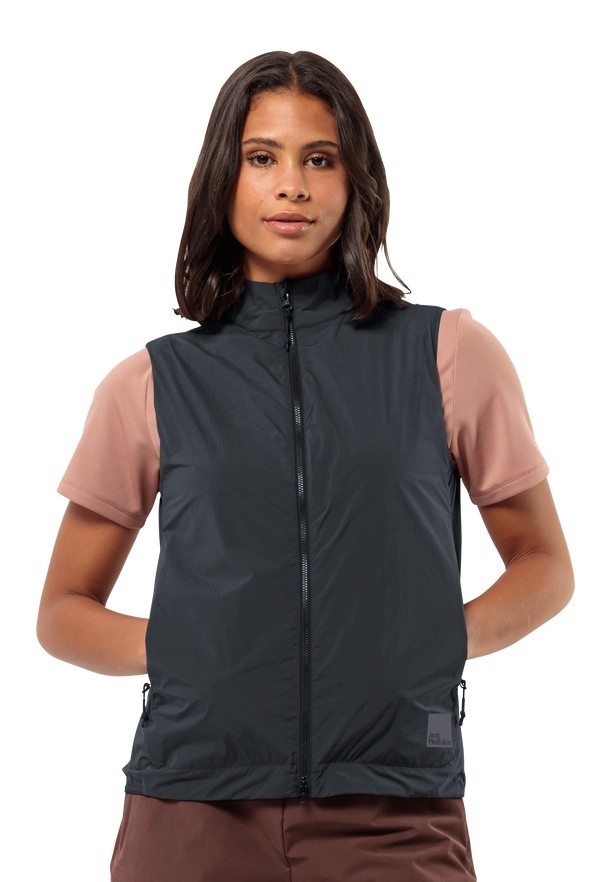 Black Women Jack Wolfskin Bike Commute Wind Vest | 54606536