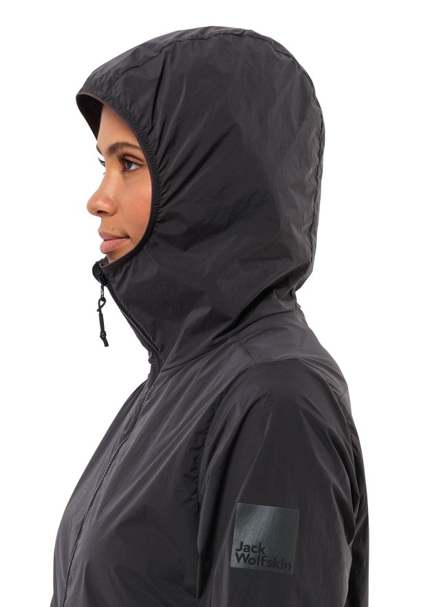 Black Women Jack Wolfskin Bike Commute Wind Softshell Jackets | 57368884