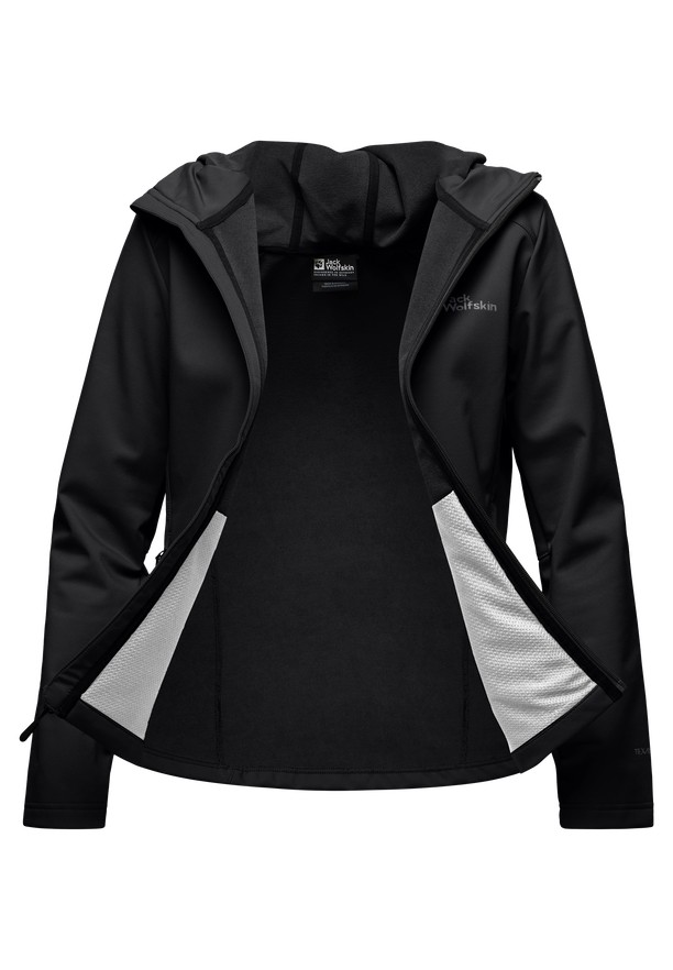 Black Women Jack Wolfskin Bornberg Hoody Softshell Jackets | 80340945