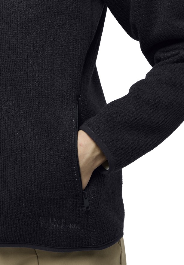 Black Women Jack Wolfskin Kaminfeuer Fleece Jackets | 74530642