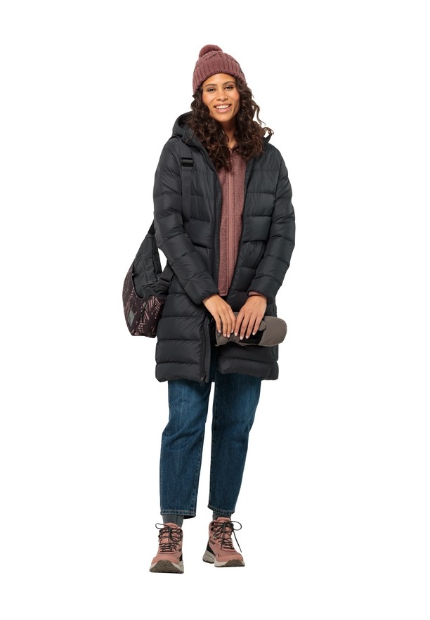 Black Women Jack Wolfskin Lenauplatz Down Coats | 22576438