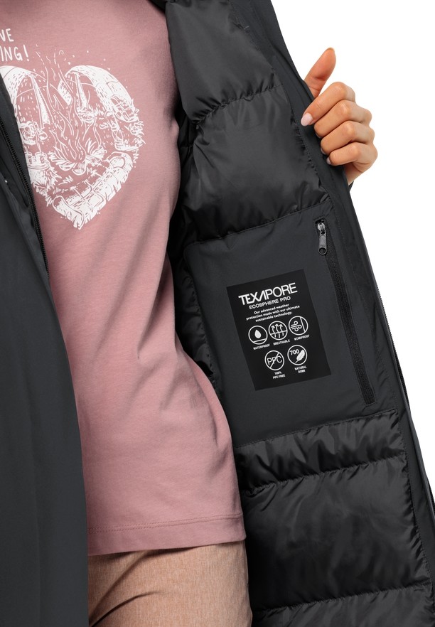 Black Women Jack Wolfskin Luisenplatz Down Coats | 26654441
