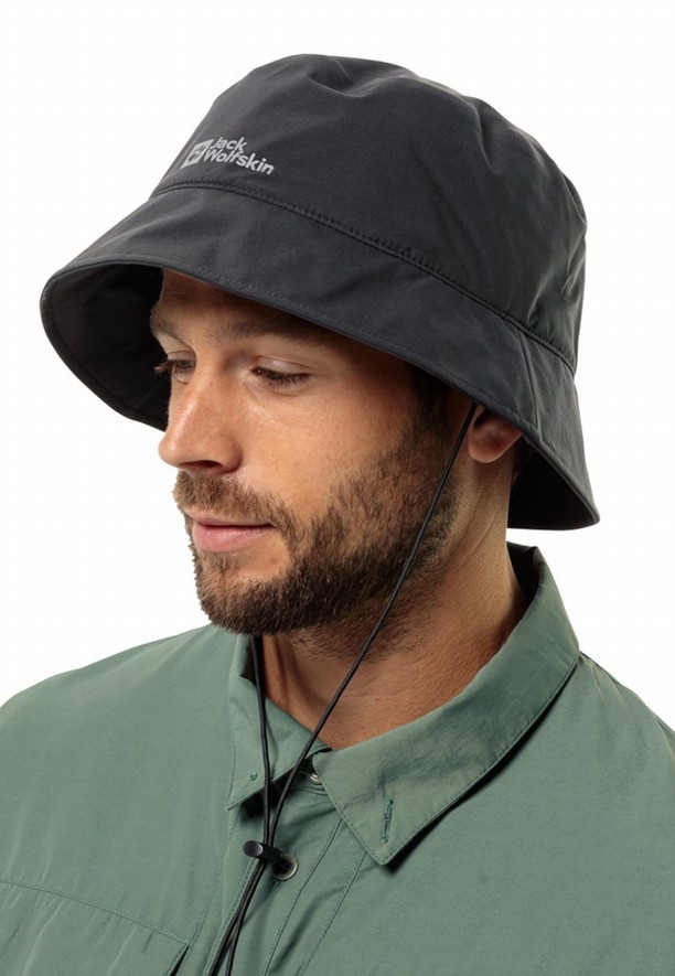Black Women Jack Wolfskin Rain Bucket Hats | 22574617