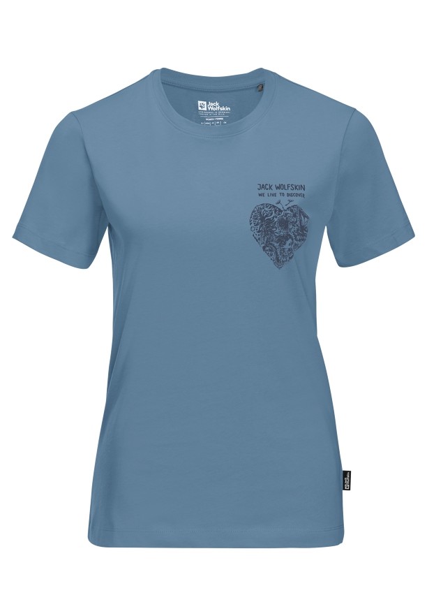 Blue Women Jack Wolfskin Discover Heart T Shirts | 95400316