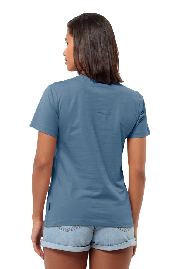 Blue Women Jack Wolfskin Discover Heart T Shirts | 95400316