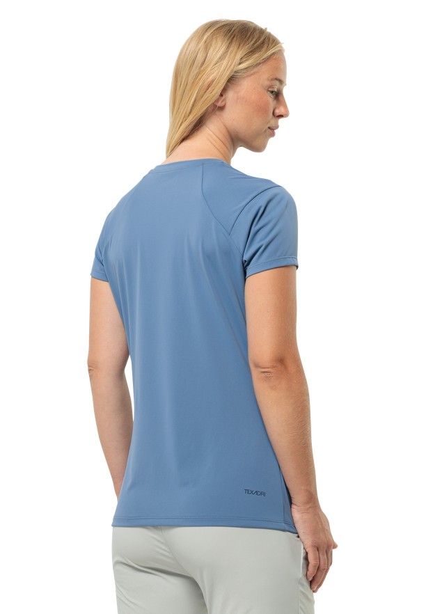 Blue Women Jack Wolfskin Prelightrail T Shirts | 35354071