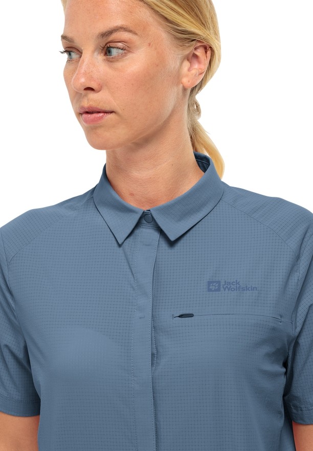 Blue Women Jack Wolfskin Vandra S/s Shirts | 84423360