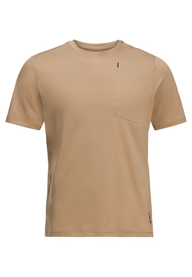 Brown Men Jack Wolfskin Bike Commute T Shirts | 91863449