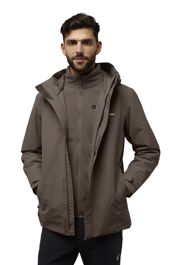 Coffee Men Jack Wolfskin Altenberg 3in1 Jackets | 17549587