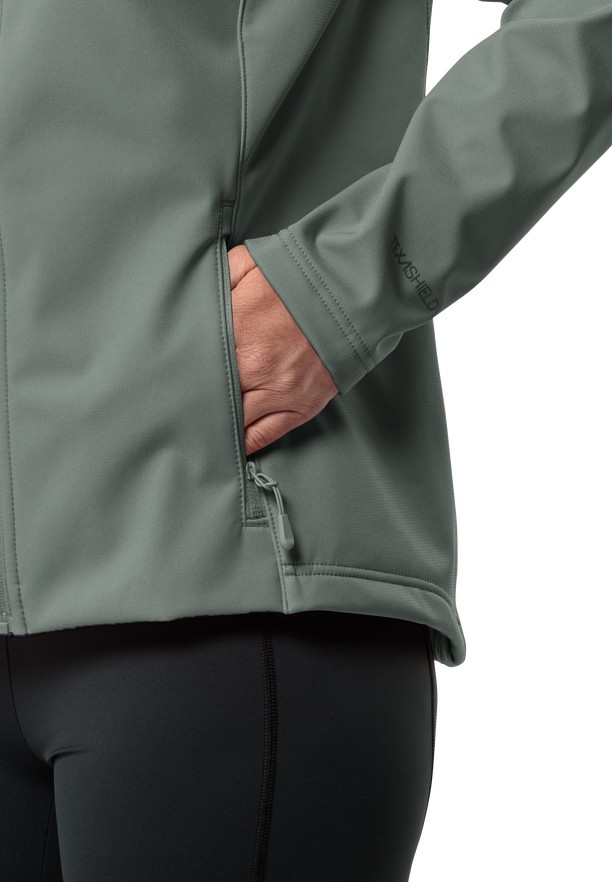 Green Women Jack Wolfskin Bornberg Hoody Softshell Jackets | 17046882