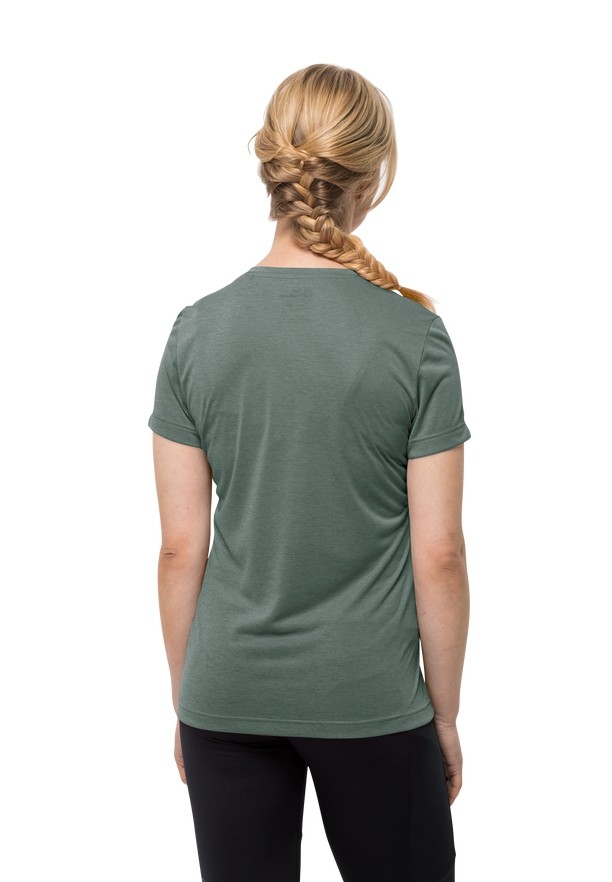 Green Women Jack Wolfskin Crosstrail T Shirts | 84843039