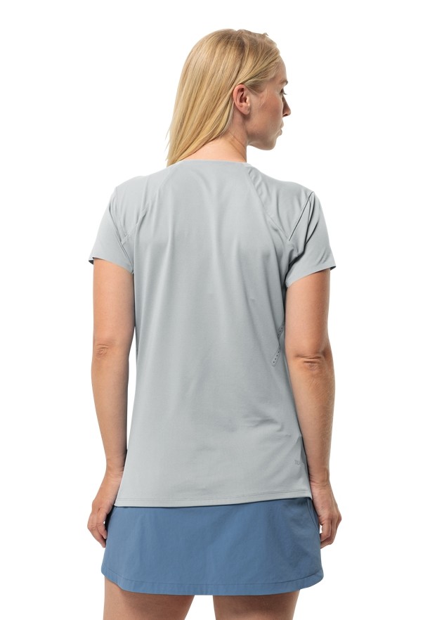 Grey Women Jack Wolfskin Prelight Chill T Shirts | 33357137
