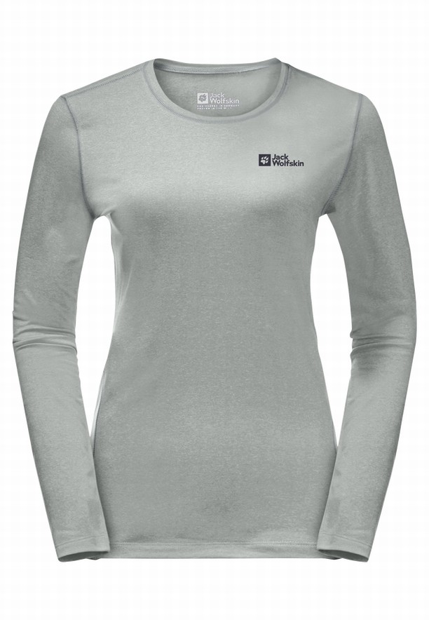Grey Women Jack Wolfskin Skyhermal L/s T Shirts | 45017106