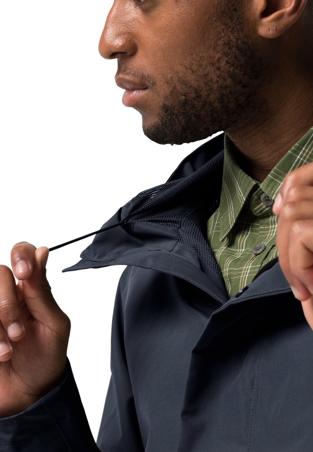 Navy Men Jack Wolfskin Baydream Rain Jackets | 96803763