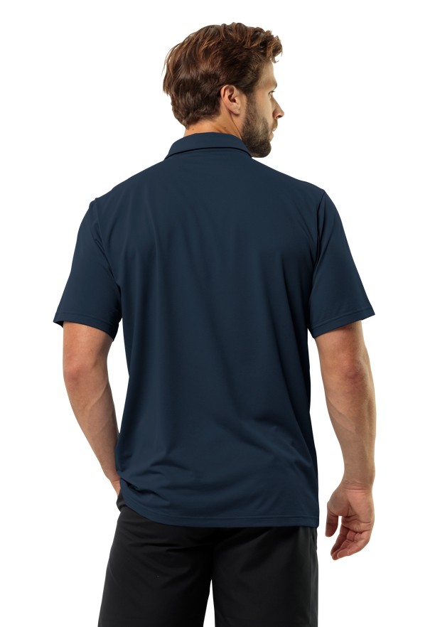 Navy Men Jack Wolfskin Delgami Polo Shirts | 53964241