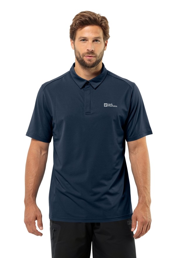 Navy Men Jack Wolfskin Delgami Polo Shirts | 53964241