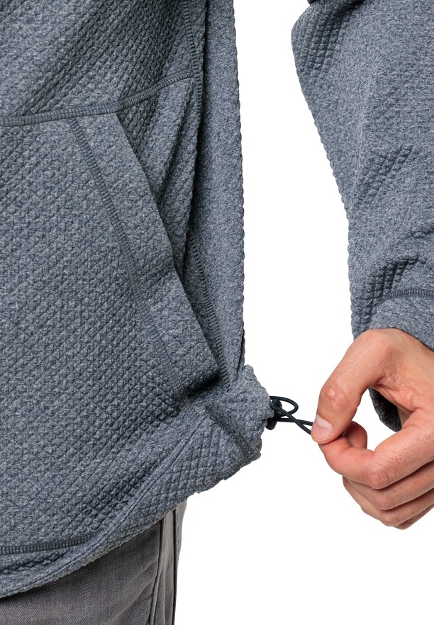 Navy Men Jack Wolfskin Fernweh Hooded Fleece Jackets | 12956554