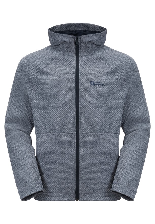 Navy Men Jack Wolfskin Fernweh Hooded Fleece Jackets | 12956554