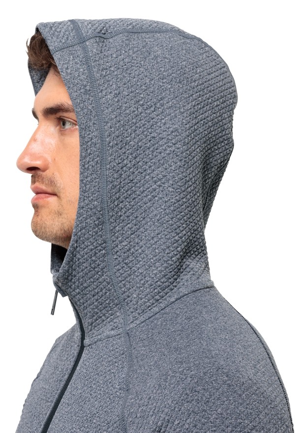 Navy Men Jack Wolfskin Fernweh Hooded Fleece Jackets | 12956554