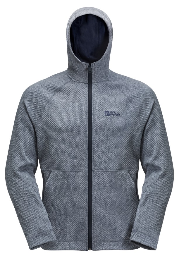 Navy Men Jack Wolfskin Fernweh Hooded Fleece Jackets | 12956554