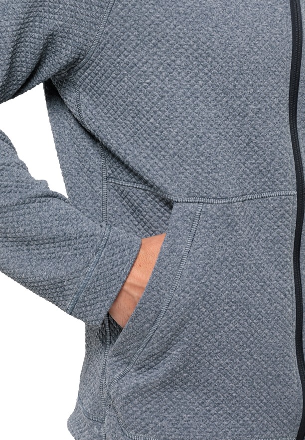 Navy Men Jack Wolfskin Fernweh Hooded Fleece Jackets | 12956554