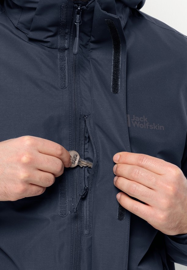 Navy Men Jack Wolfskin Luntal 3in1 Jackets | 22972883