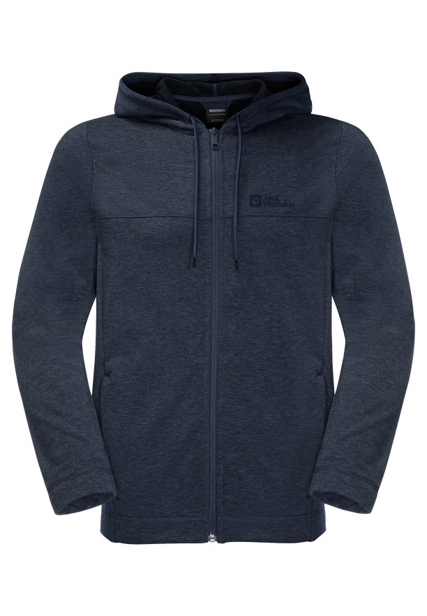 Navy Men Jack Wolfskin Waldsee Hooded Fleece Jackets | 73409391