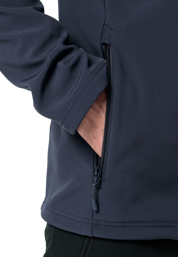 Navy Men Jack Wolfskin Whirlwind Softshell Jackets | 71729645