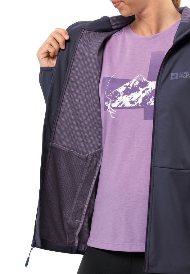 Navy Women Jack Wolfskin Feldberg Hoody Softshell Jackets | 40889174
