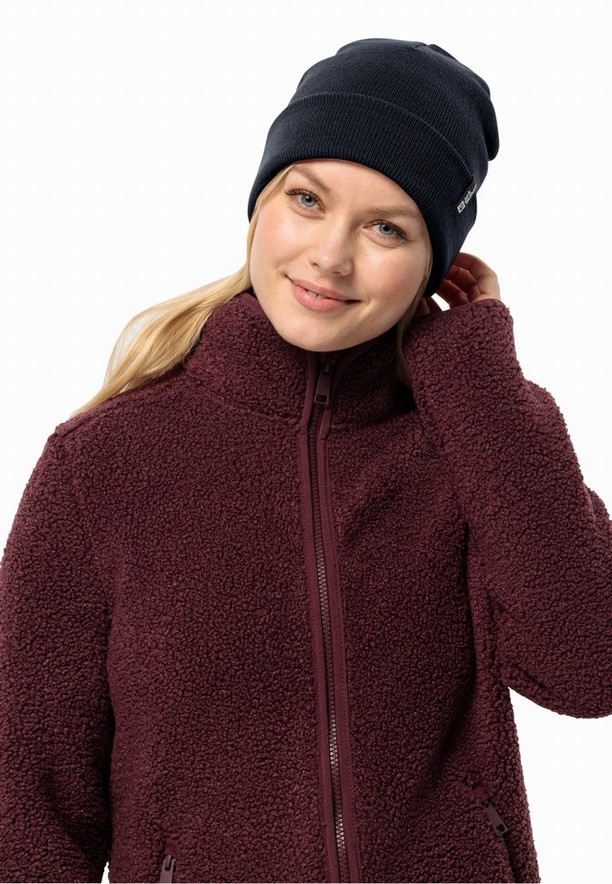 Navy Women Jack Wolfskin Rib Beanie | 39790377