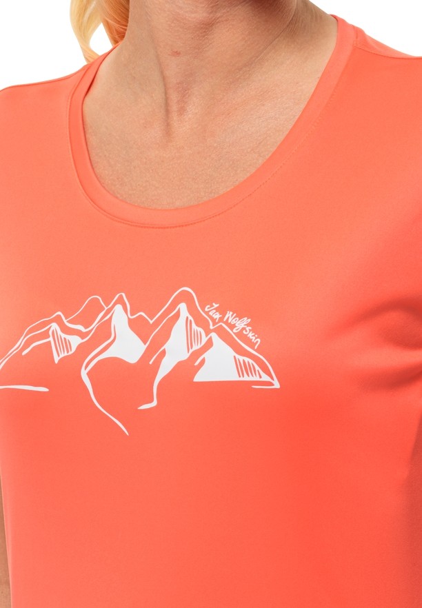 Orange Women Jack Wolfskin Peak Graphic T Shirts | 53486178